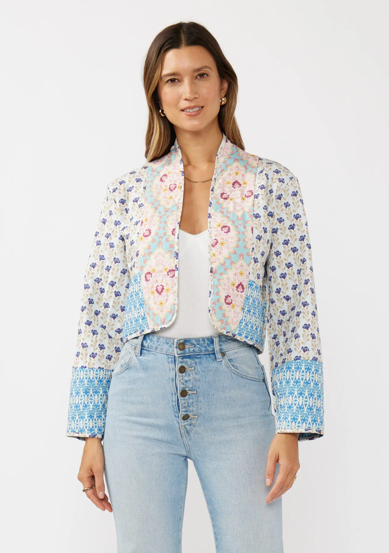 Floral Print Reversible Quilted Jacket