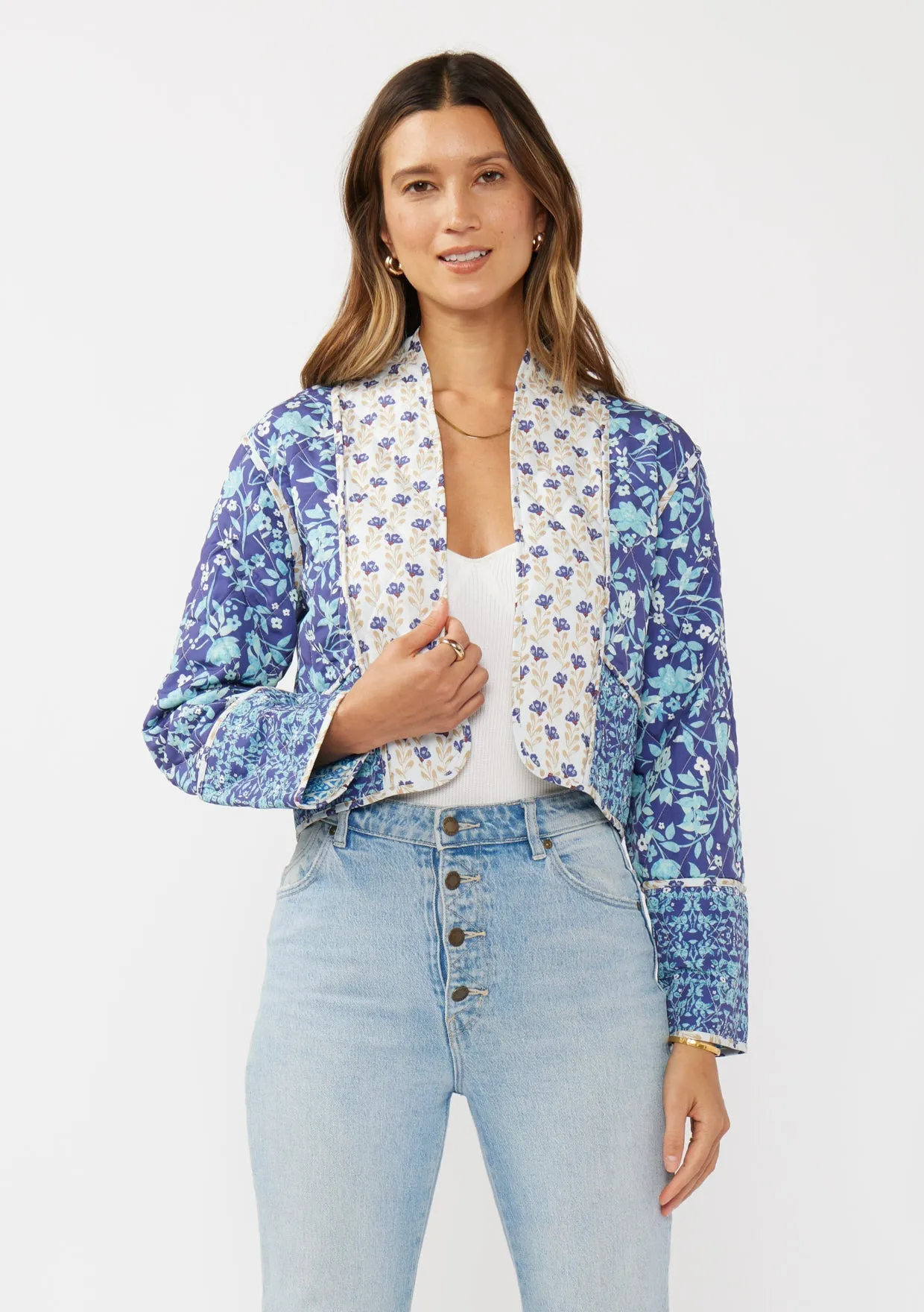 Floral Print Reversible Quilted Jacket
