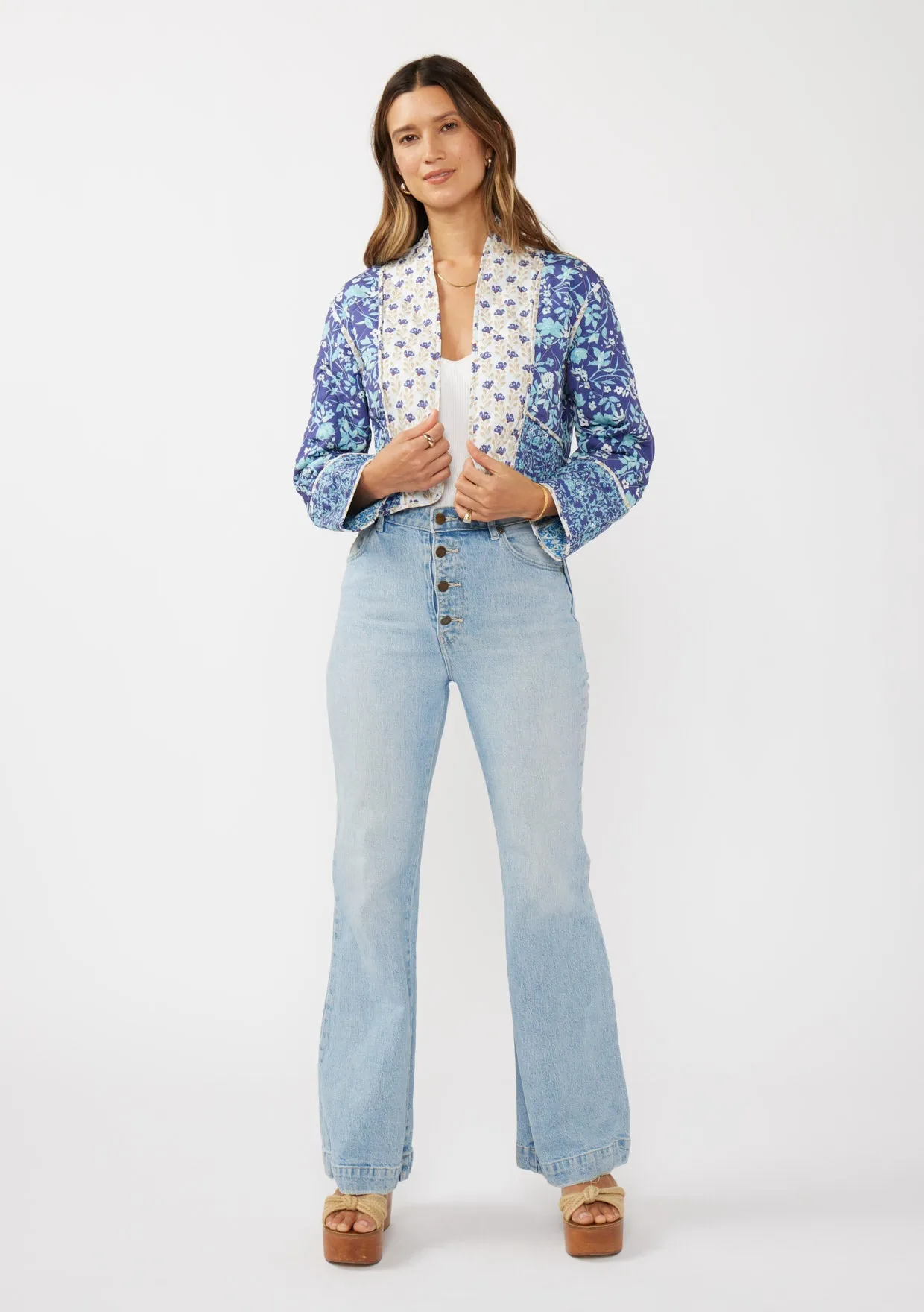 Floral Print Reversible Quilted Jacket