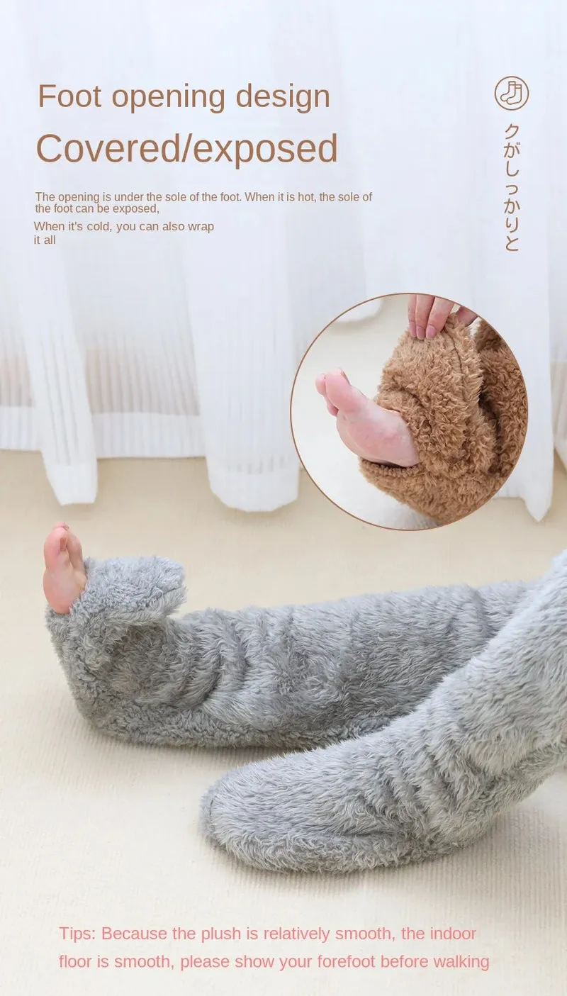 Fluffy Over-Knee Winter Leg Warmers – Thick, Cozy, and Warm