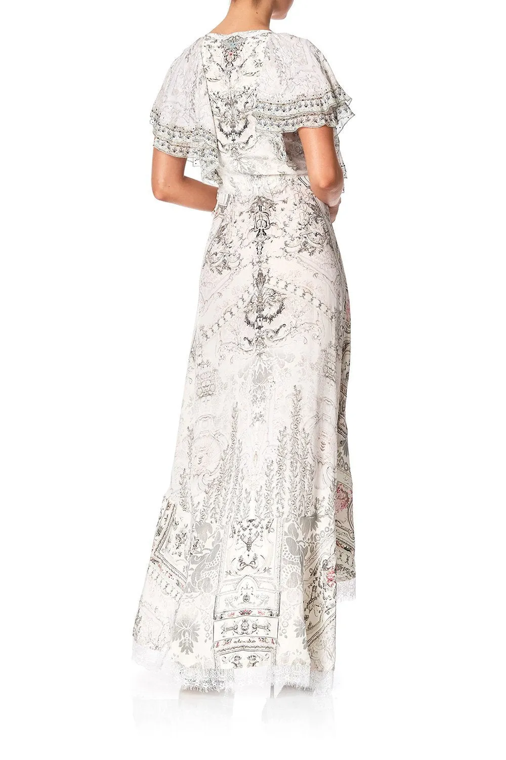 FRILL SLEEVE LONG DRESS CRYSTAL CASTLE
