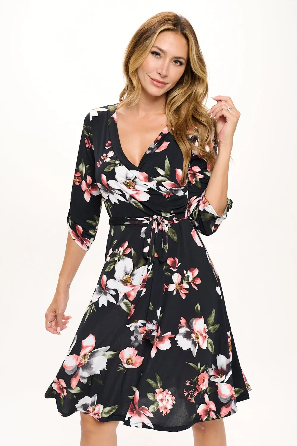 Georgina Faux-Wrap Mini Dress