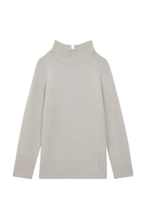 Gloria Casual Grey Wool-Cashmere Funnel Neck Jumper