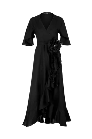 Gol Wrap Dress - Black by RosewaterHouse
