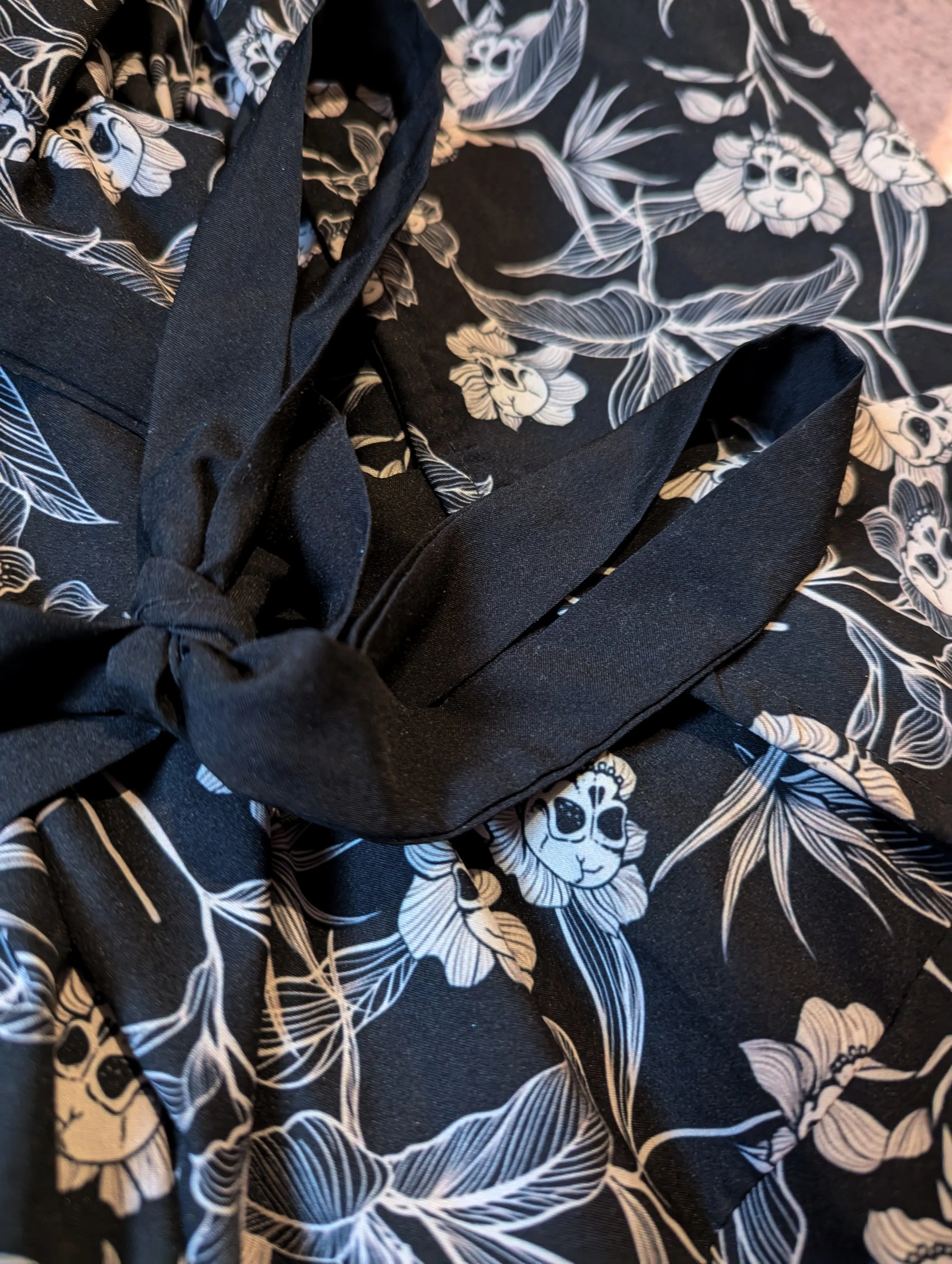 Gothic Floral Flutter Sleeve Wrap Dress