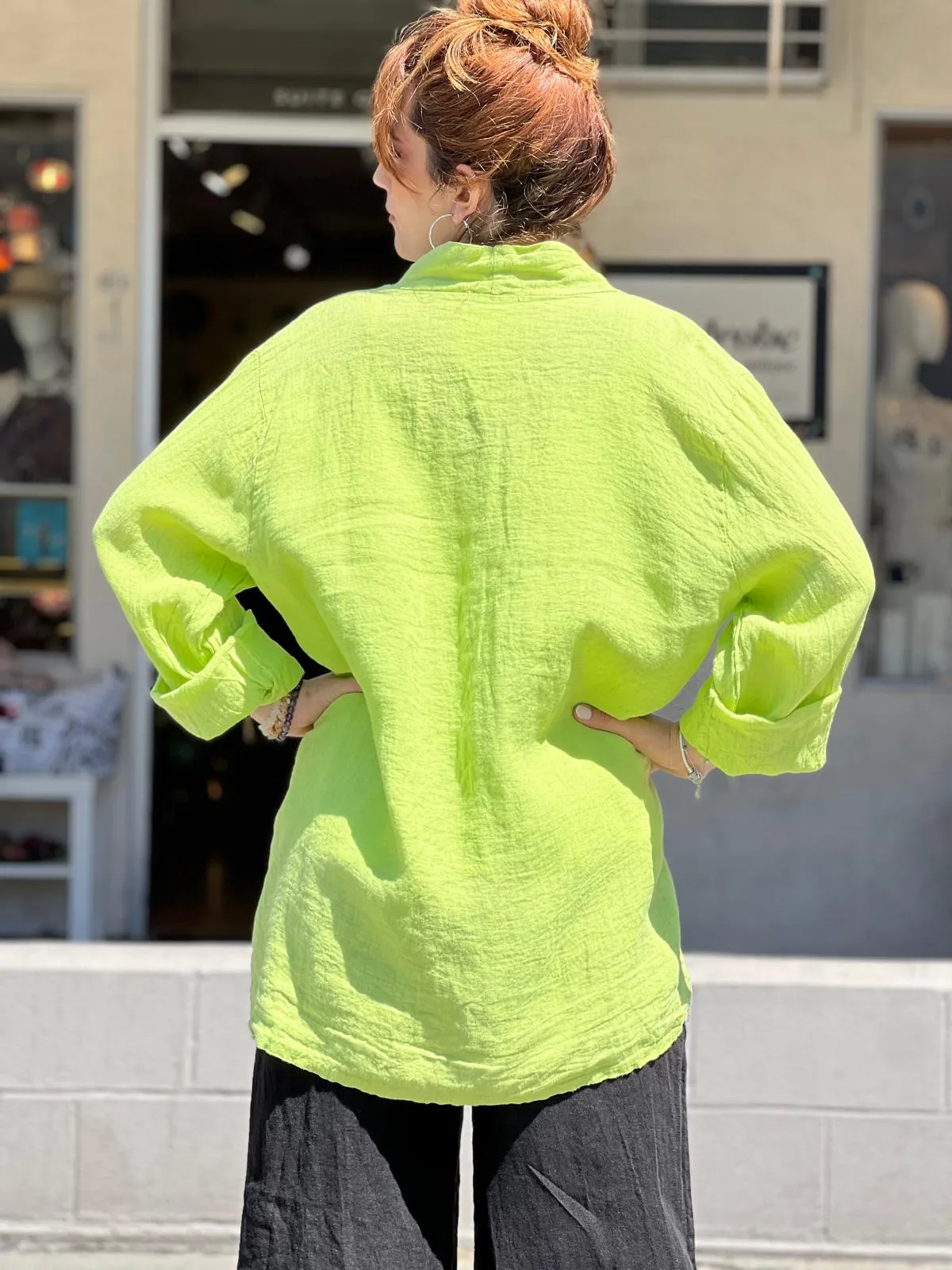 Green Long Linen Jacket