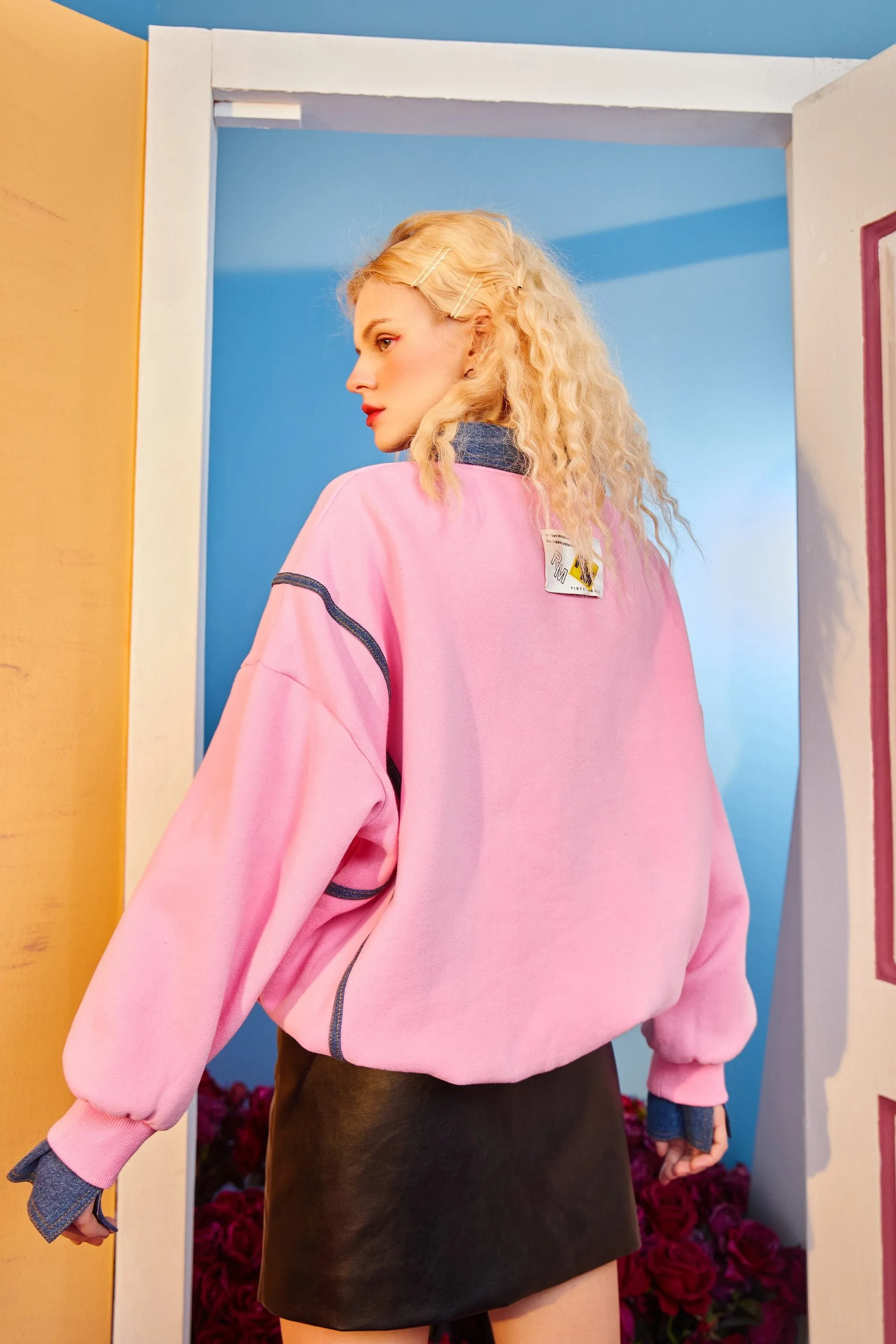 Harajuku Applique Casual Pullover Sweatshirt Women,Winter Patchwork