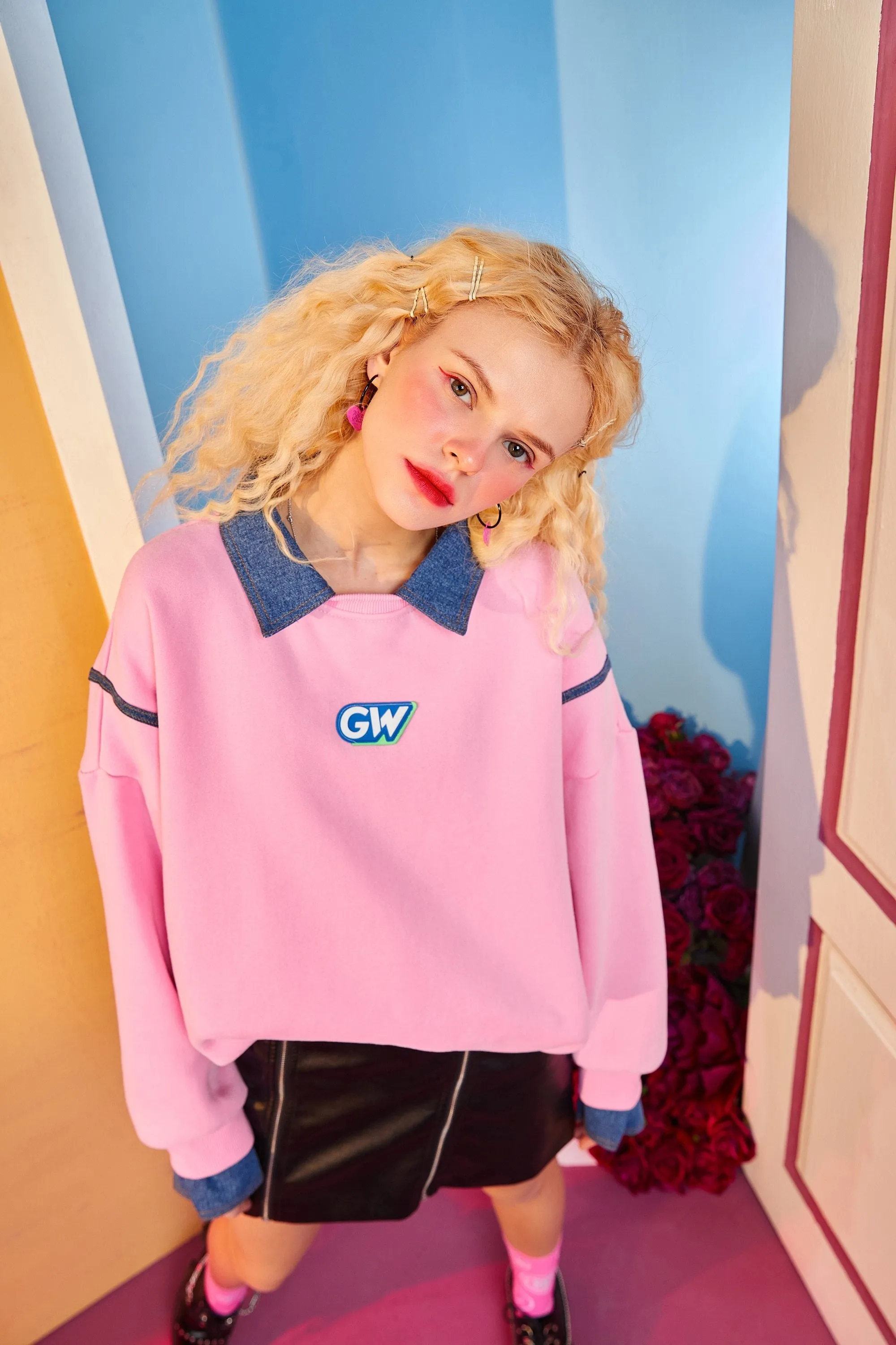 Harajuku Applique Casual Pullover Sweatshirt Women,Winter Patchwork