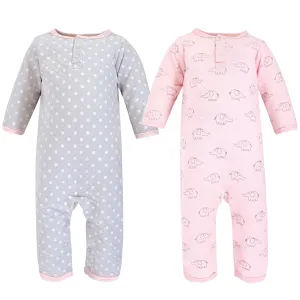 Hudson Baby Premium Quilted Coveralls, Pink Gray Elephant