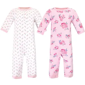 Hudson Baby Premium Quilted Coveralls, Pink Navy Floral