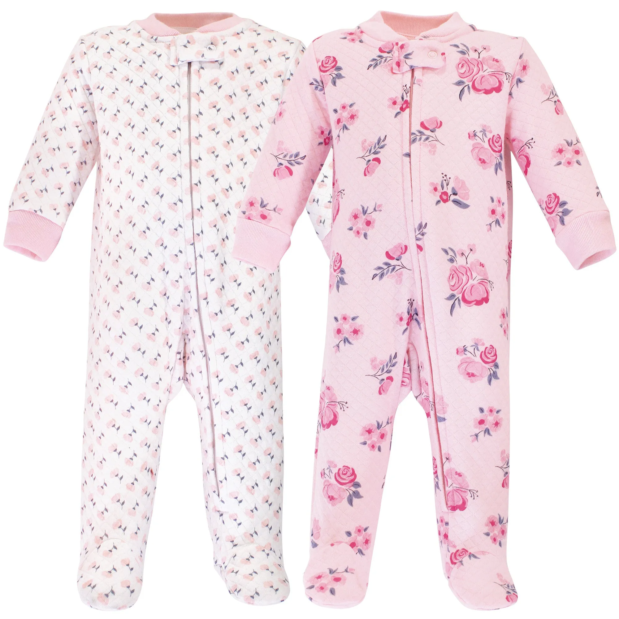 Hudson Baby Premium Quilted Zipper Sleep and Play, Pink Navy Floral