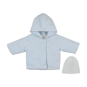 jacket quilted heart with hat - blue