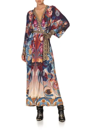 JERSEY WRAP DRESS WITH EXAGGERATED BLOUSON SLEEVE NOUVEEU NIGHTS