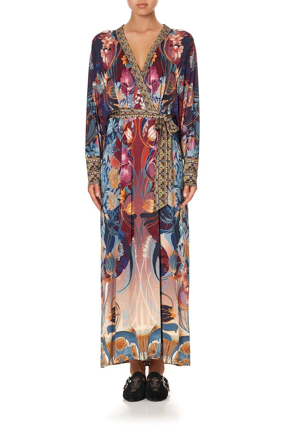 JERSEY WRAP DRESS WITH EXAGGERATED BLOUSON SLEEVE NOUVEEU NIGHTS