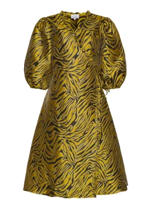 Jessa Wrap Dress - Blk/Yellow Mix