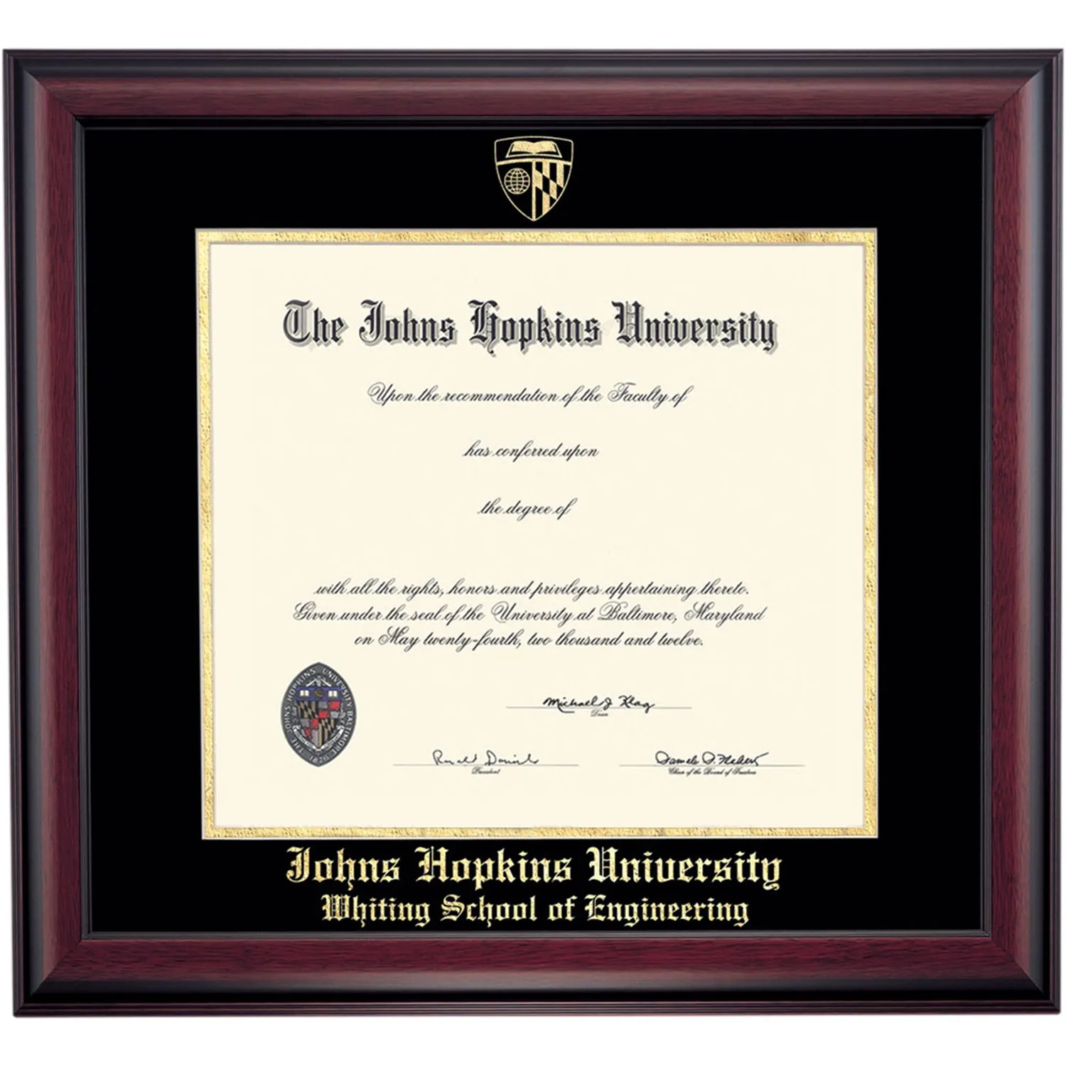 Johns Hopkins Whiting School Color Traditional Diploma Frame