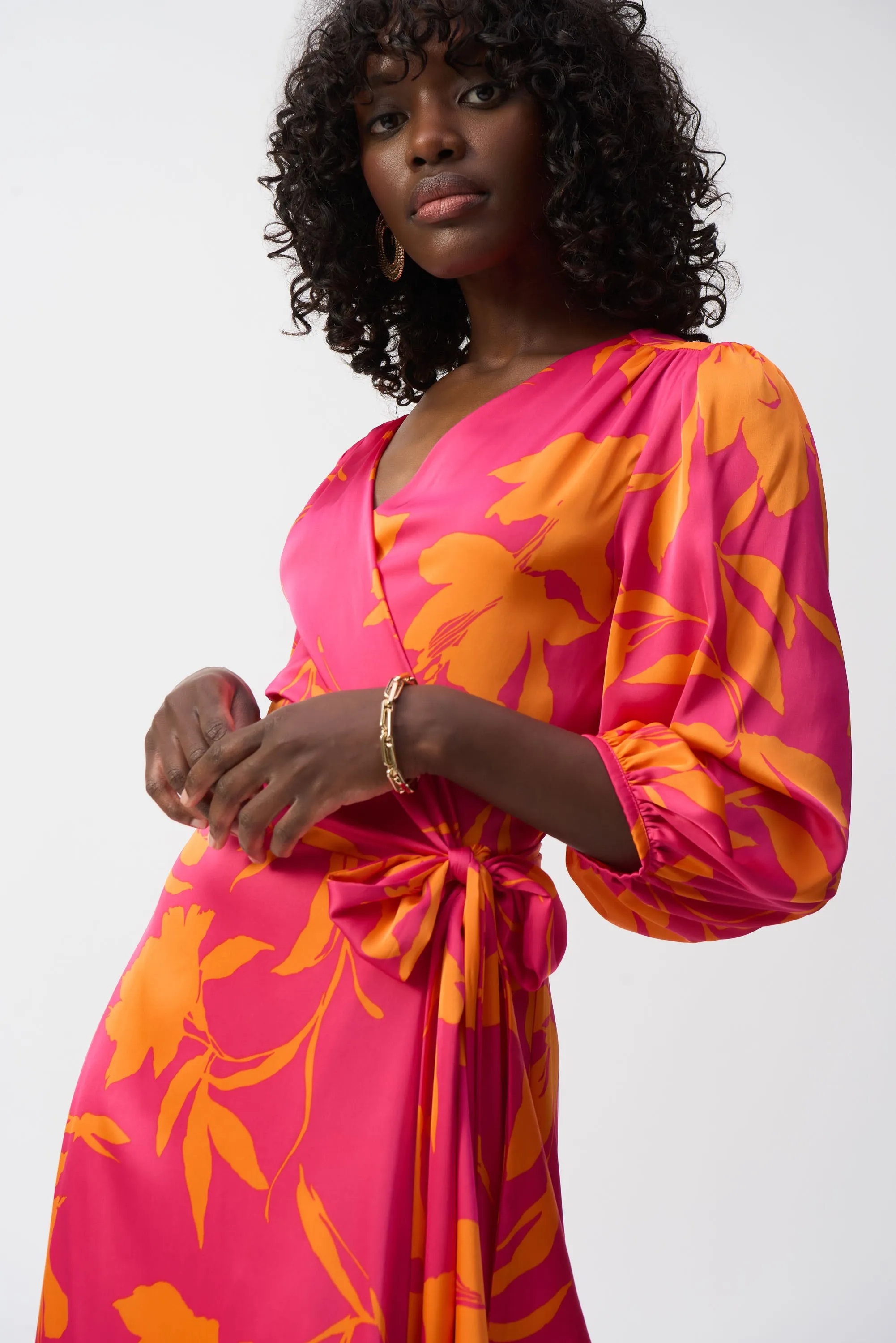 Joseph Ribkoff - 251906 Printed Satin Wrap Dress