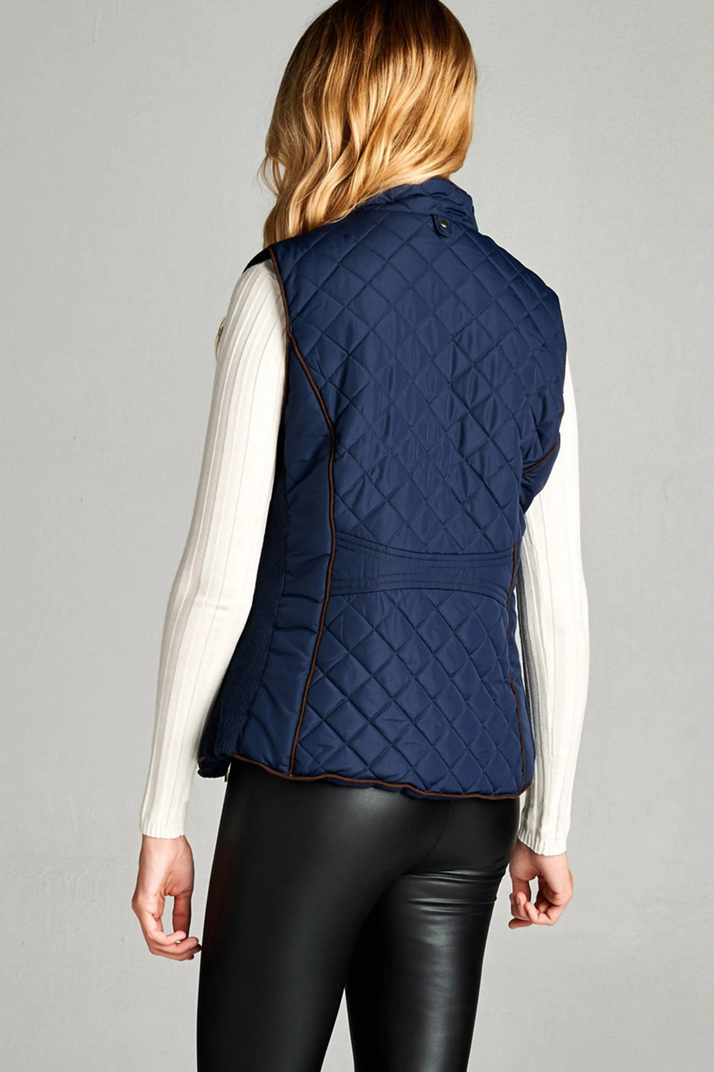 Khanomak Women's Plus Size Faux Shearling Lined Quilted Vest