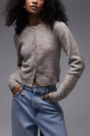 Knitted Premium Alpaca Blend Micro Cardigan