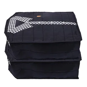 Kuber Industries Parachute Waterproof 2 Pieces Shirt Cover Quilted/Wardrobe Organizer (Black) - CTKTC23205