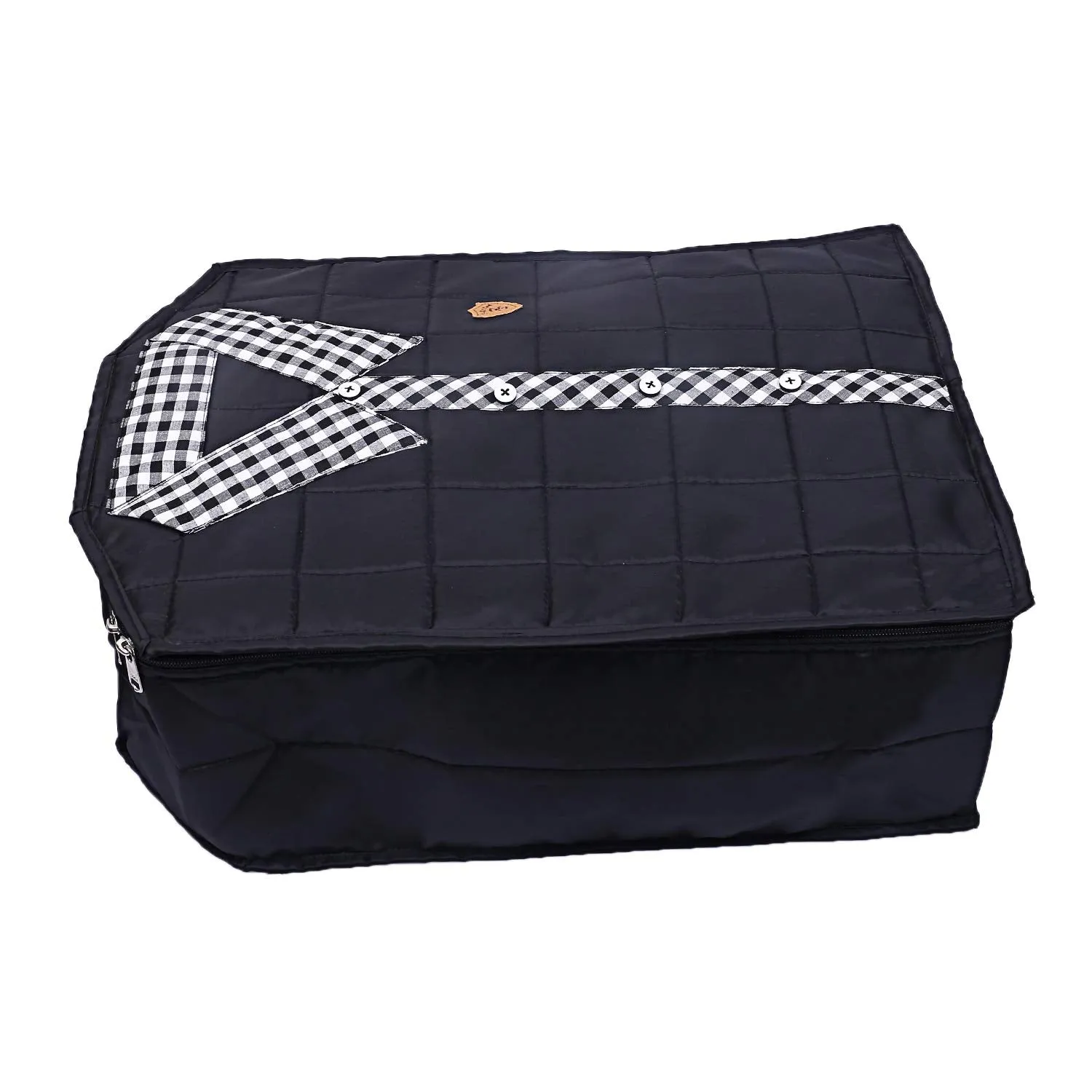 Kuber Industries Parachute Waterproof 2 Pieces Shirt Cover Quilted/Wardrobe Organizer (Black) - CTKTC23205