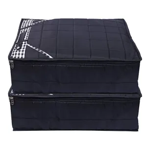 Kuber Industries Parachute Waterproof 2 Pieces Trouser Cover Quilted/Wardrobe Organizer (Black) - CTKTC23219