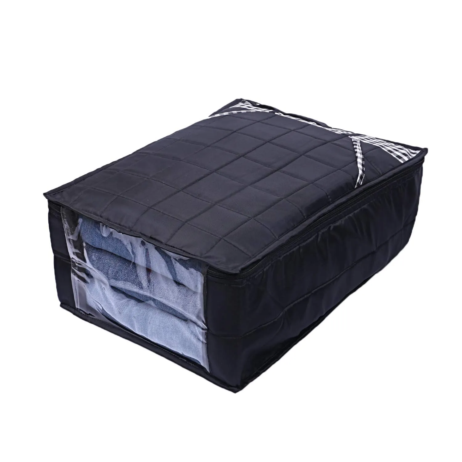 Kuber Industries Parachute Waterproof 2 Pieces Trouser Cover Quilted/Wardrobe Organizer (Black) - CTKTC23219
