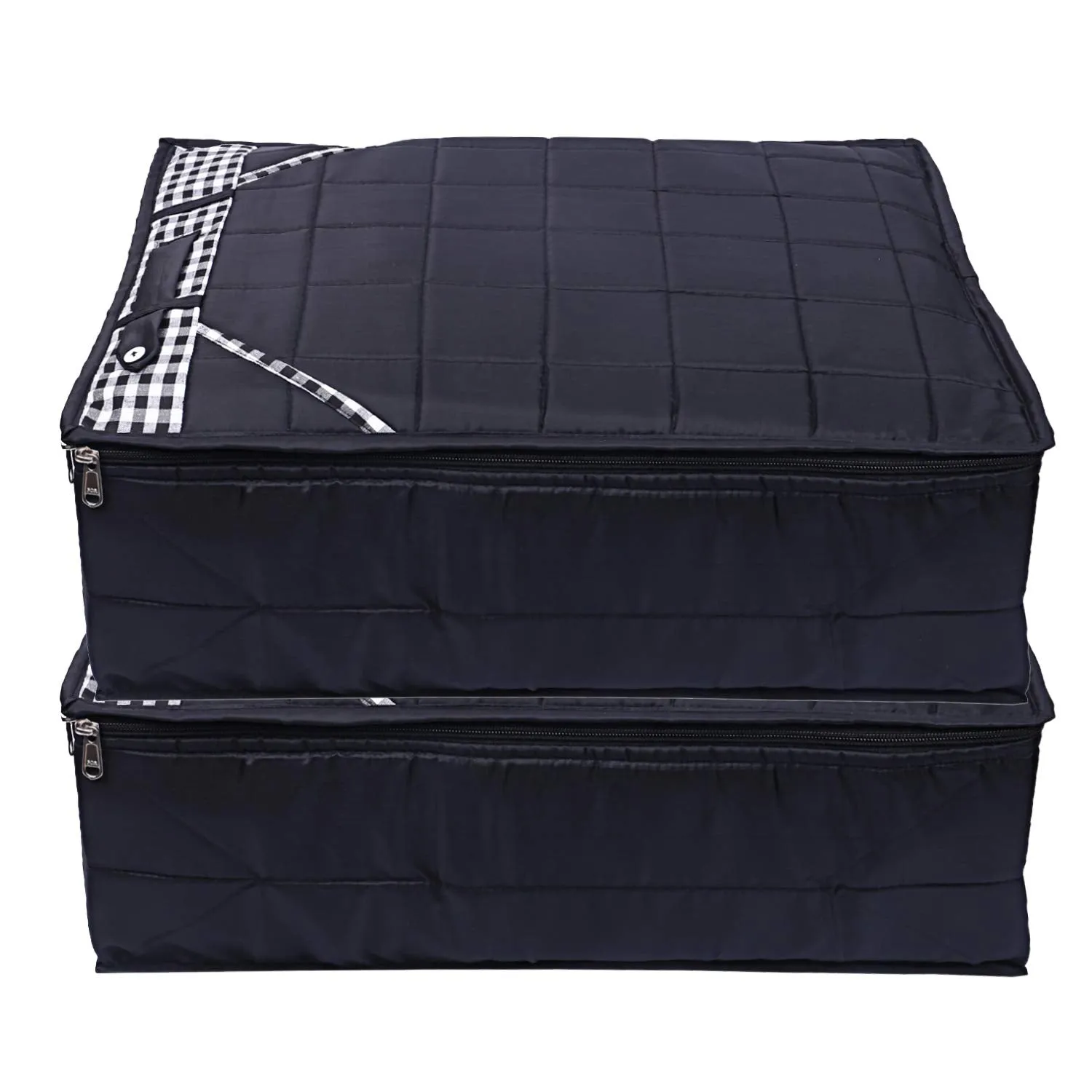 Kuber Industries Parachute Waterproof 2 Pieces Trouser Cover Quilted/Wardrobe Organizer (Black) - CTKTC23219