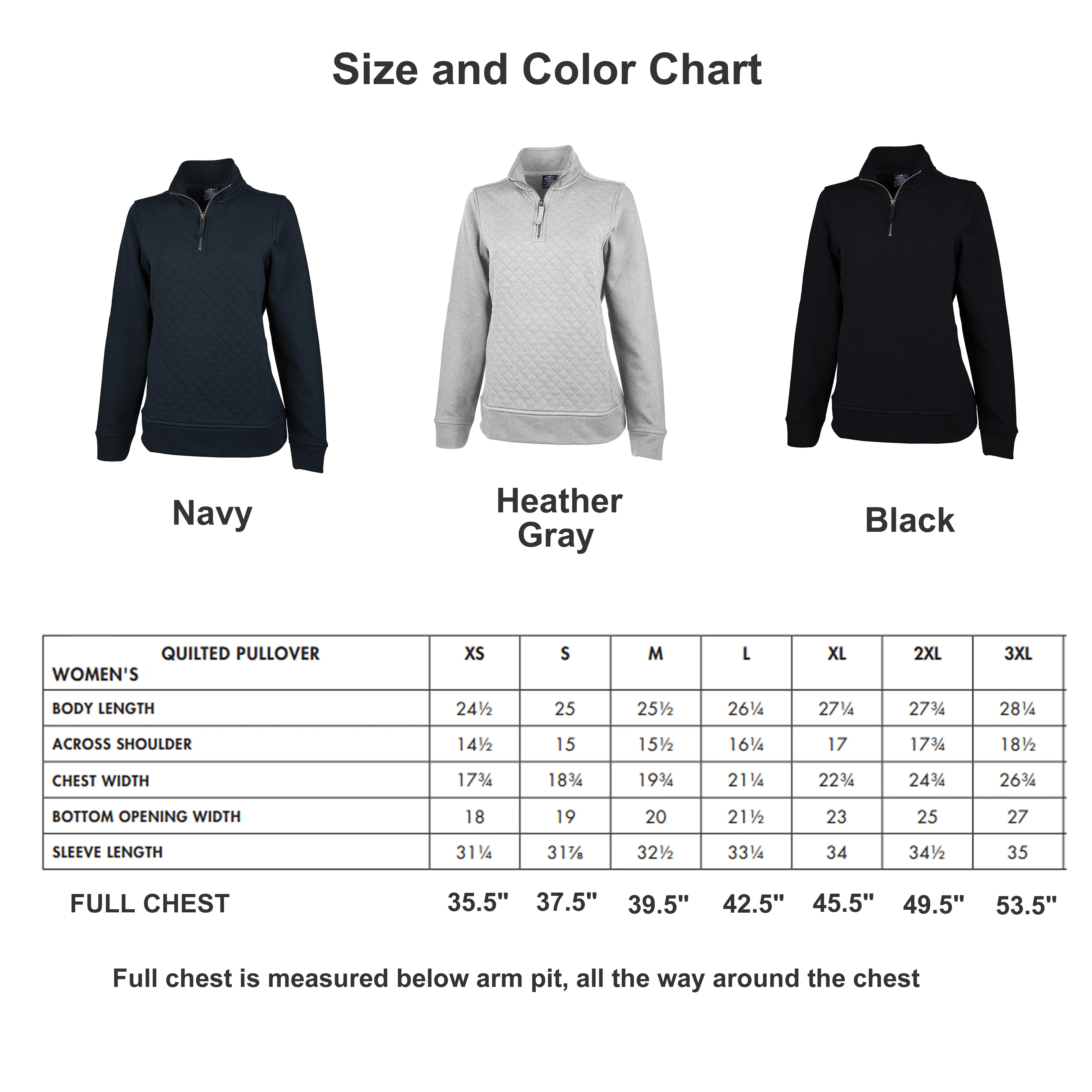 Ladies Monogrammed Quilted Quarter Zip Pullover Sweatshirt