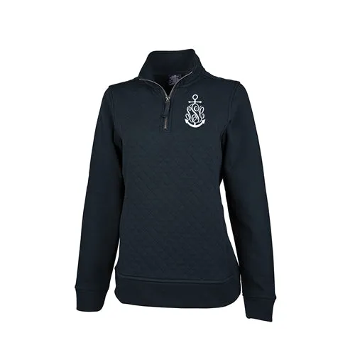 Ladies Monogrammed Quilted Quarter Zip Pullover Sweatshirt