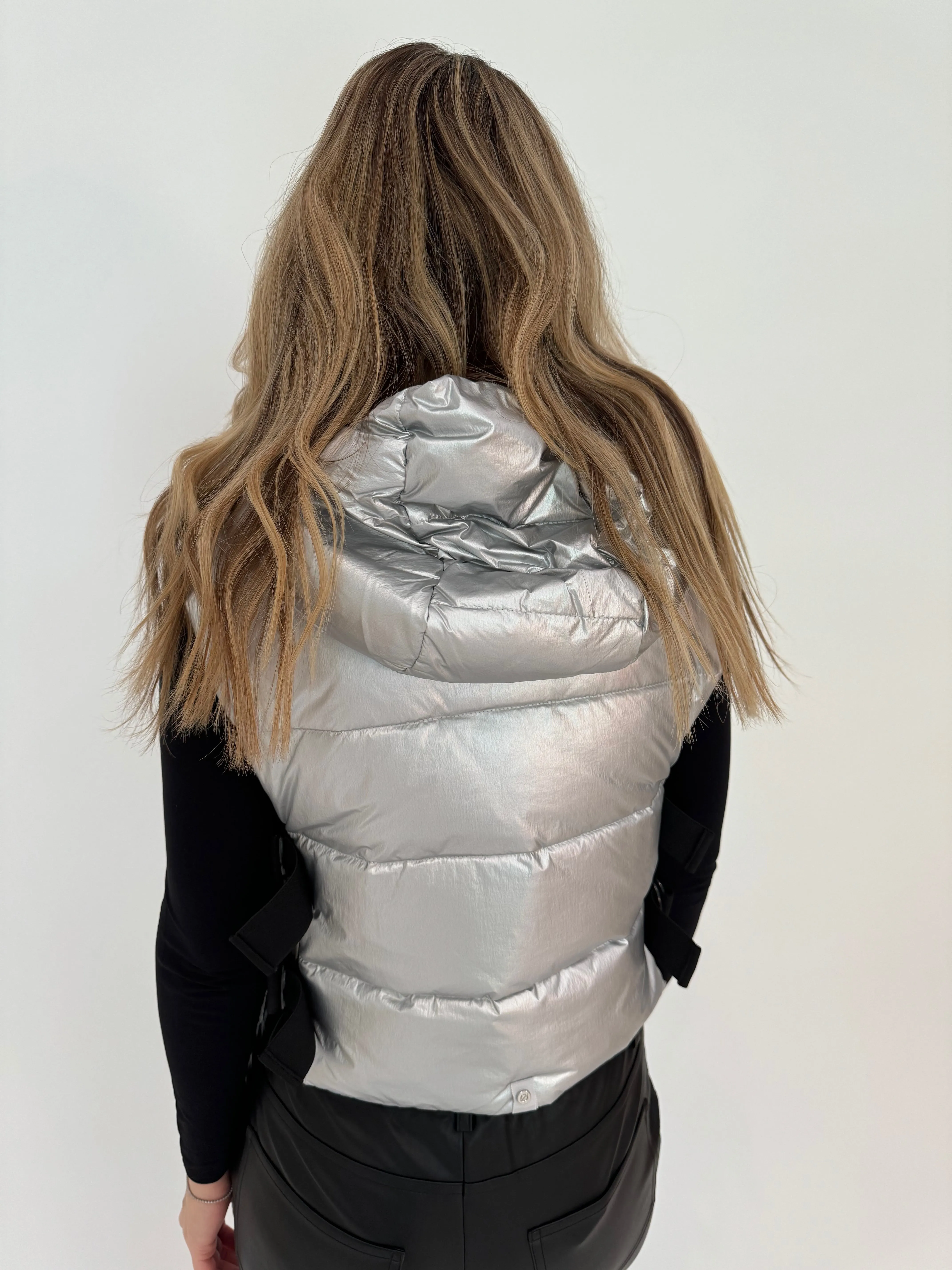 Lola Quilted Full Zip Vest - Silver