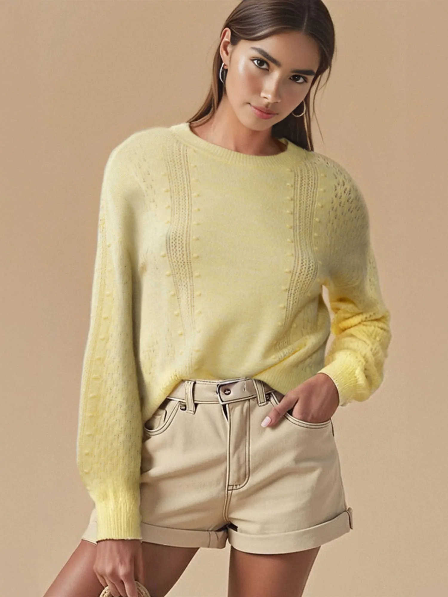 Long Sleeve Bobble Sweater
