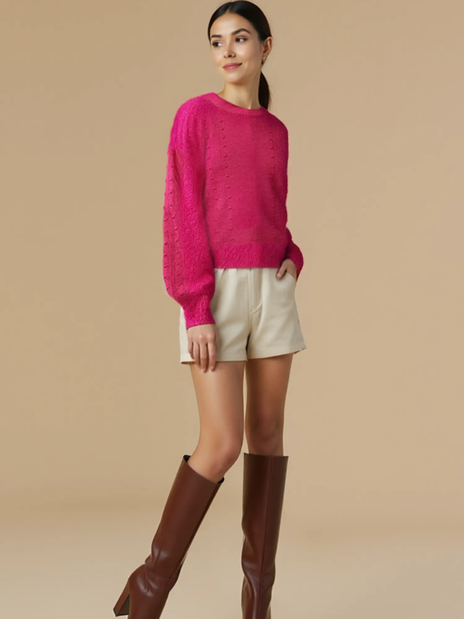 Long Sleeve Bobble Sweater