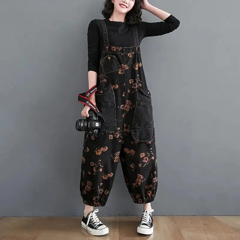 Loose Jeans Black Jumpsuit Overall Denim