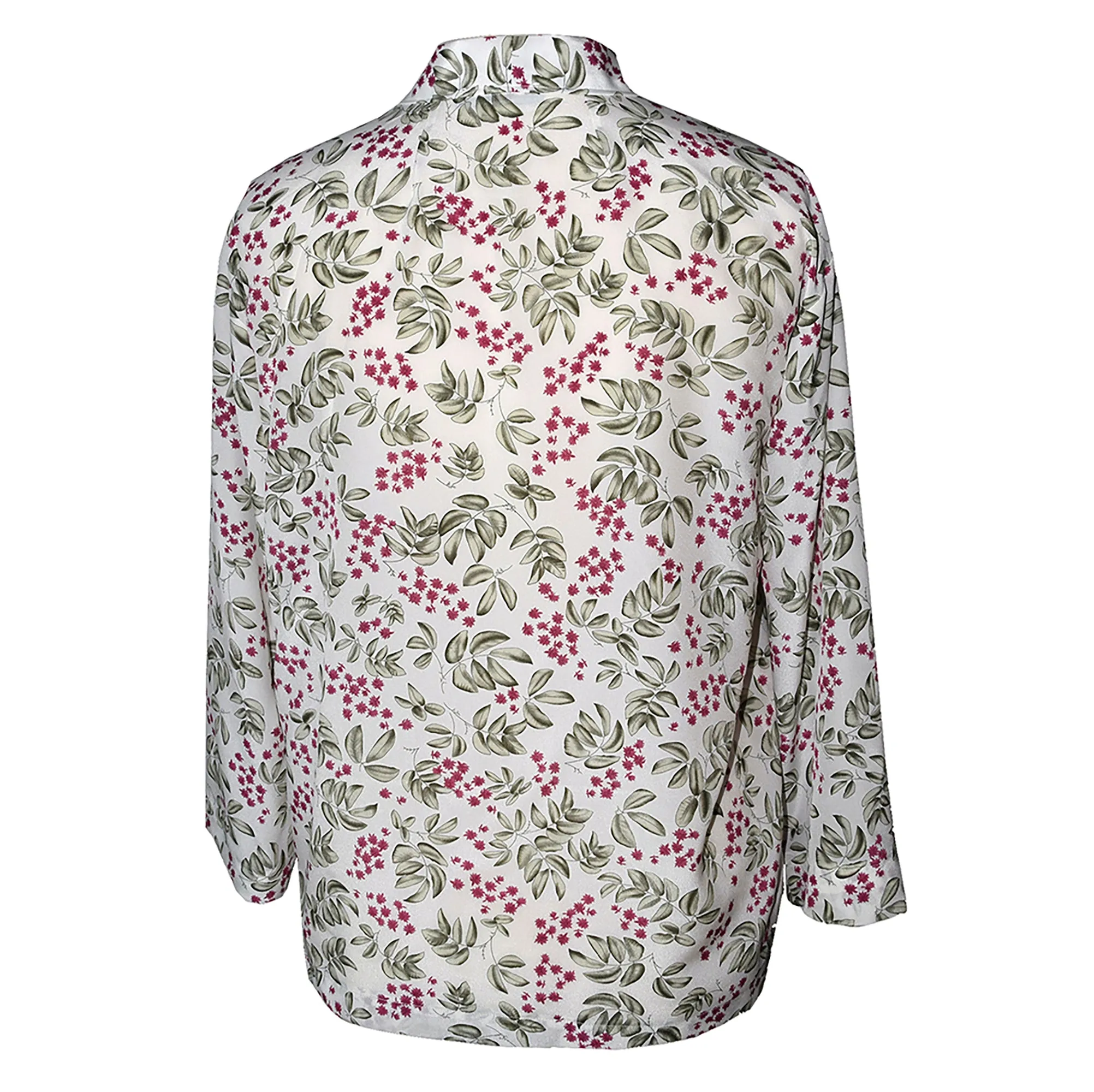 Lovely Crepe de Chine Silk Eucalyptus Print Kimono Jacket with Scarf