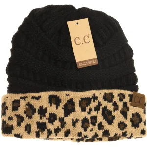 MATCHING CUFF LEOPARD PRINT CC BEANIE HAT