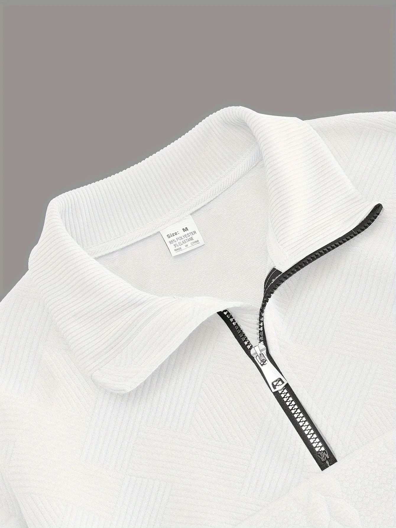 Men's Casual Quarter Zip Sweater with Striped Detail | Ideal for Autumn/Winter