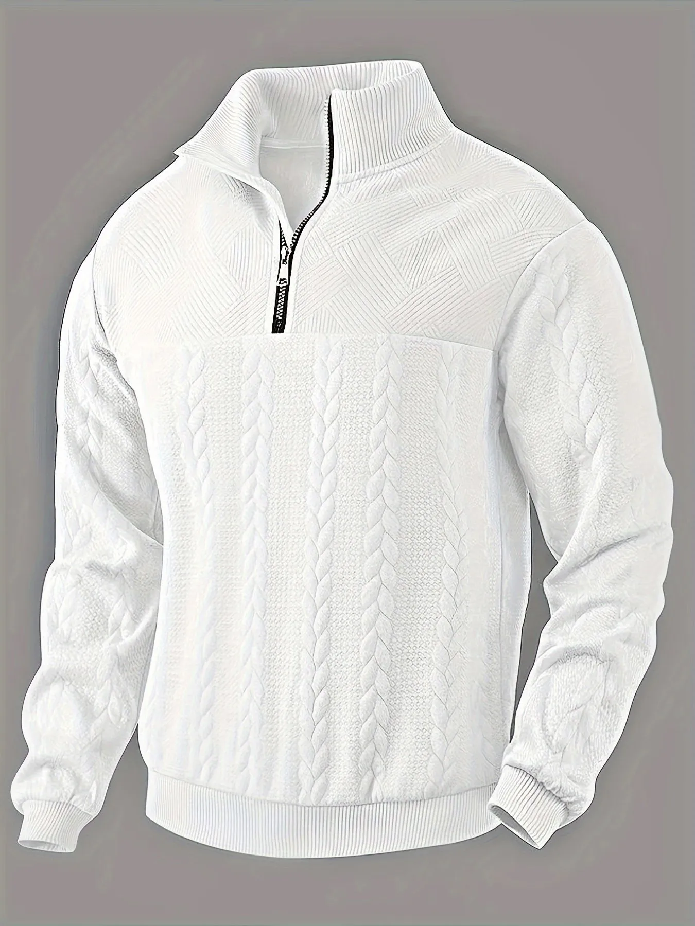 Men's Casual Quarter Zip Sweater with Striped Detail | Ideal for Autumn/Winter