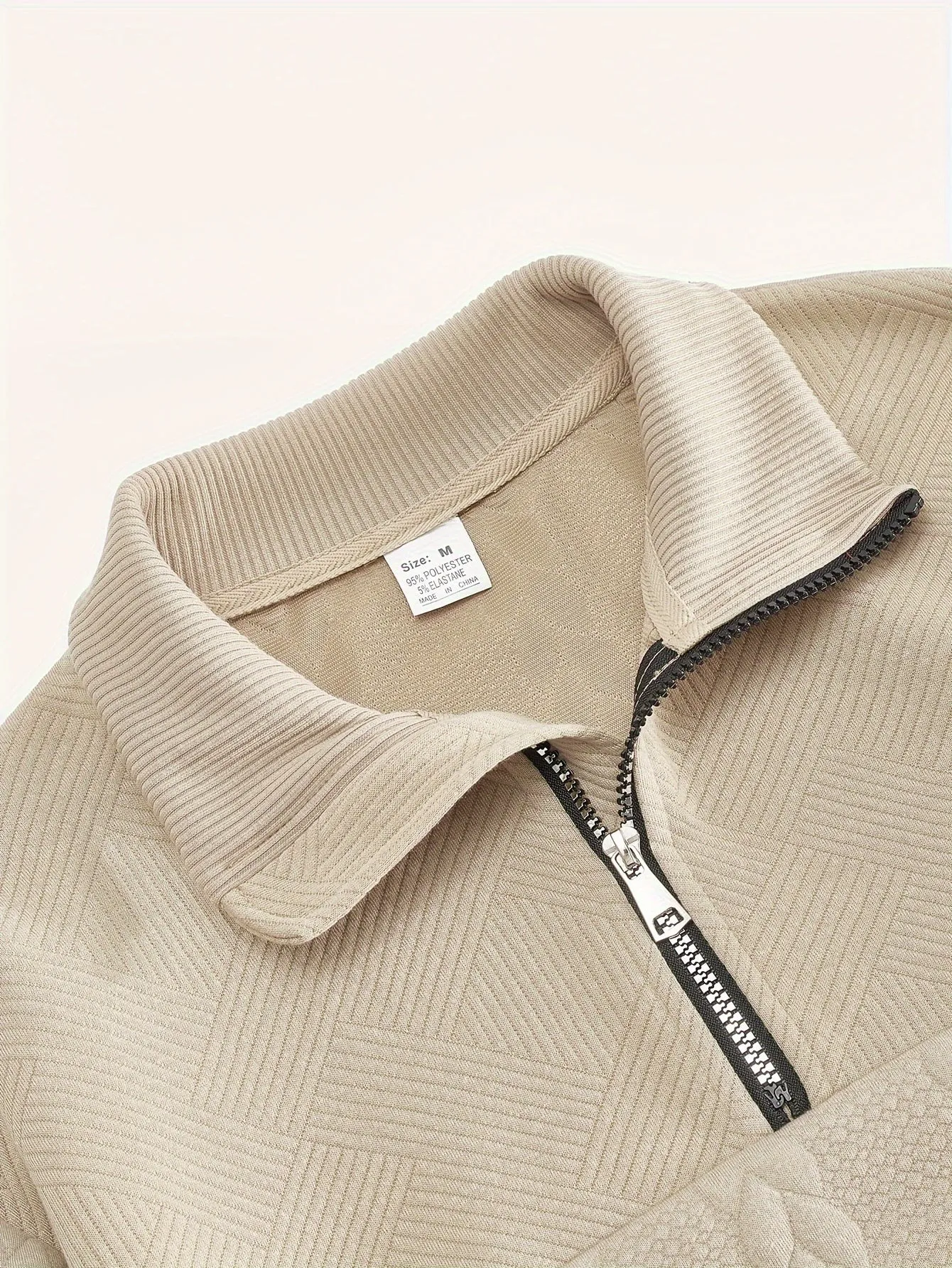 Men's Casual Quarter Zip Sweater with Striped Detail | Ideal for Autumn/Winter