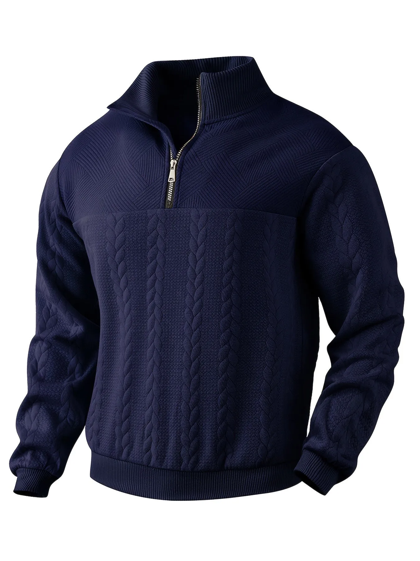 Men's Casual Quarter Zip Sweater with Striped Detail | Ideal for Autumn/Winter