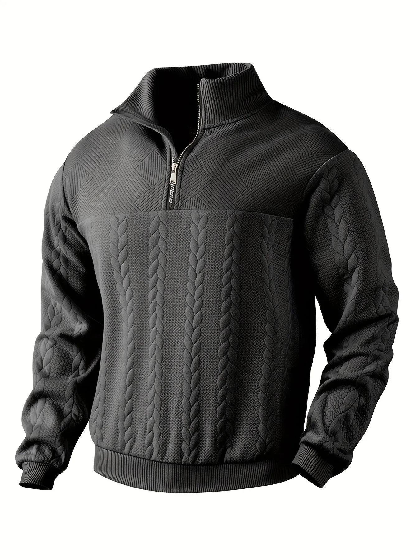 Men's Casual Quarter Zip Sweater with Striped Detail | Ideal for Autumn/Winter