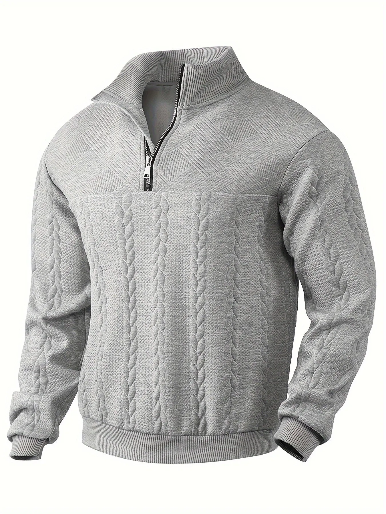 Men's Casual Quarter Zip Sweater with Striped Detail | Ideal for Autumn/Winter