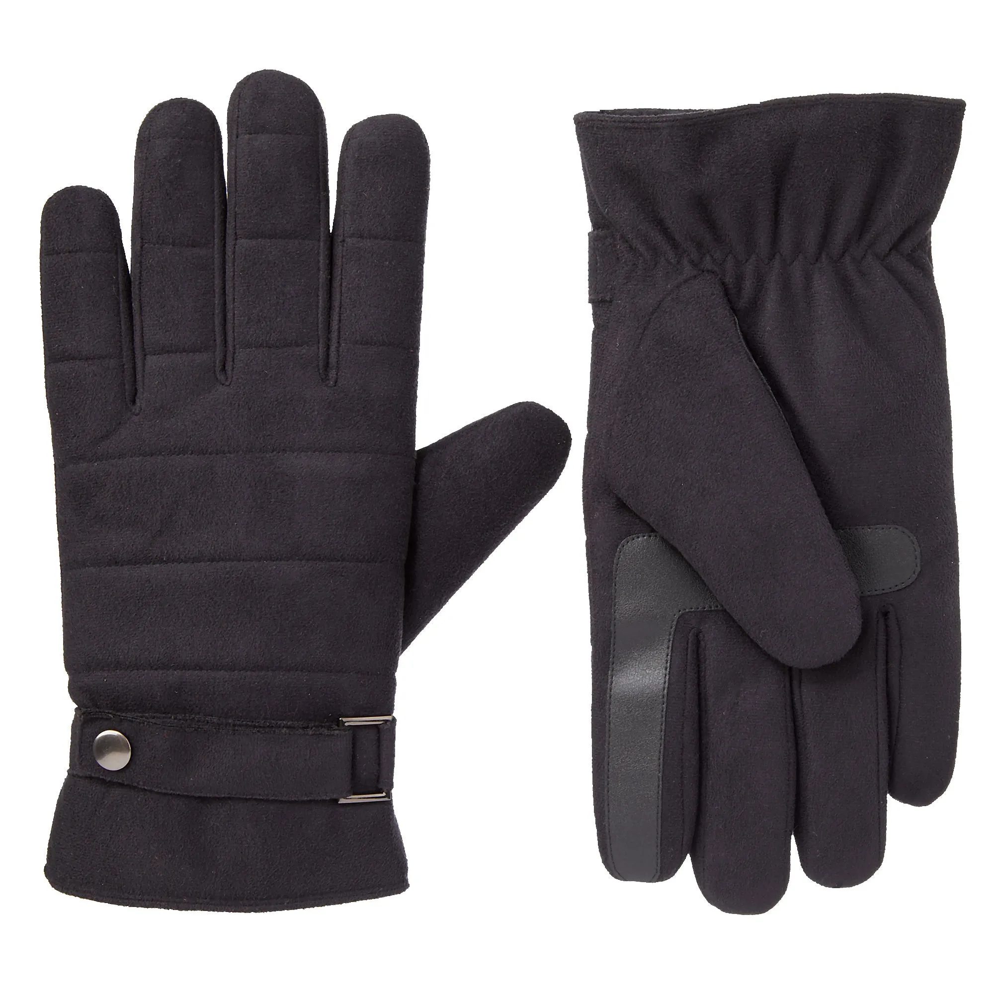 Men's Dual Lined Quilted Microsuede Touchscreen Gloves