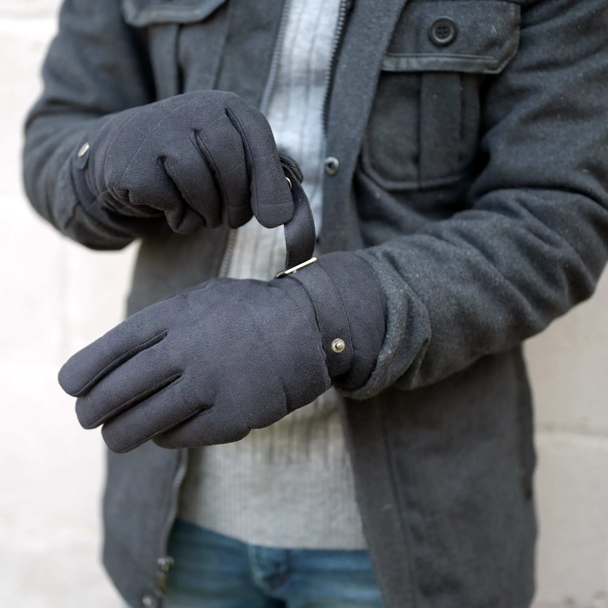 Men's Dual Lined Quilted Microsuede Touchscreen Gloves