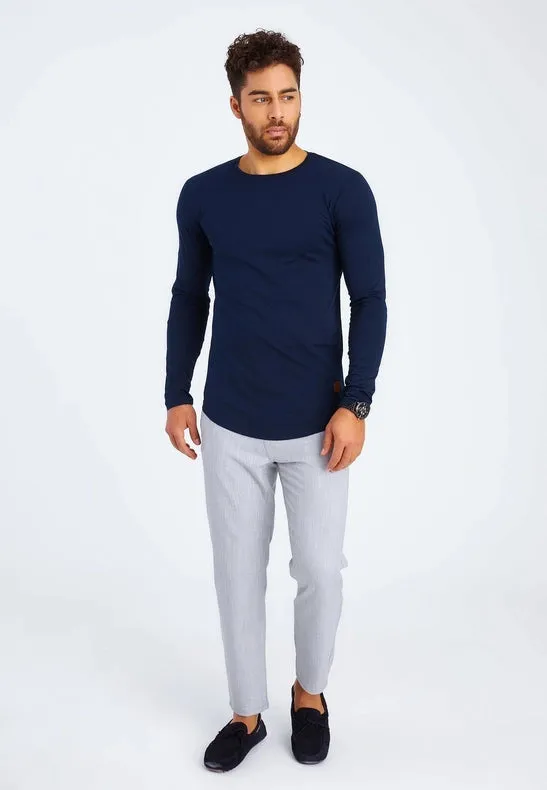 Men's V-Neck Longsleeve Dark blue
