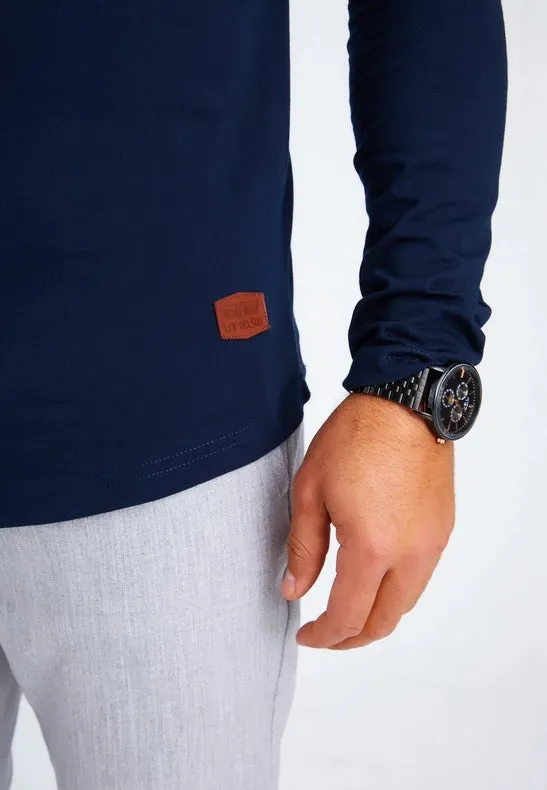 Men's V-Neck Longsleeve Dark blue