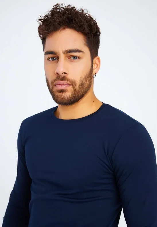 Men's V-Neck Longsleeve Dark blue
