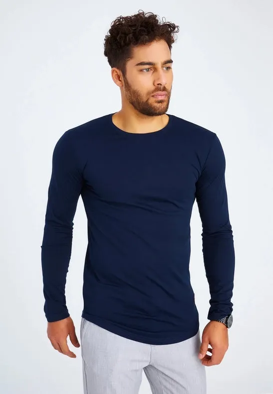 Men's V-Neck Longsleeve Dark blue