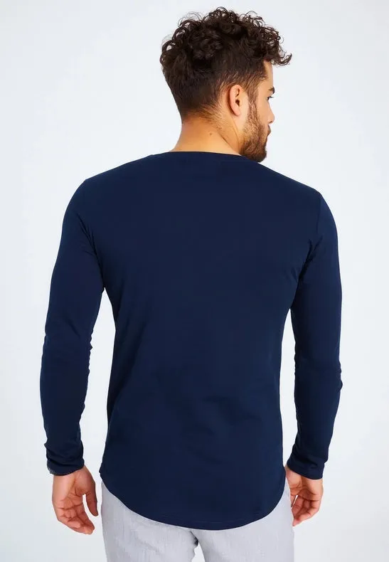 Men's V-Neck Longsleeve Dark blue