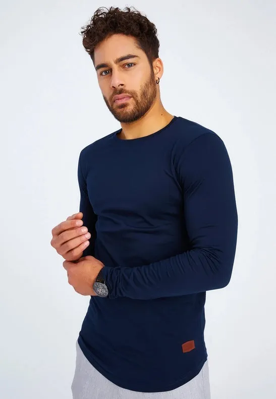 Men's V-Neck Longsleeve Dark blue